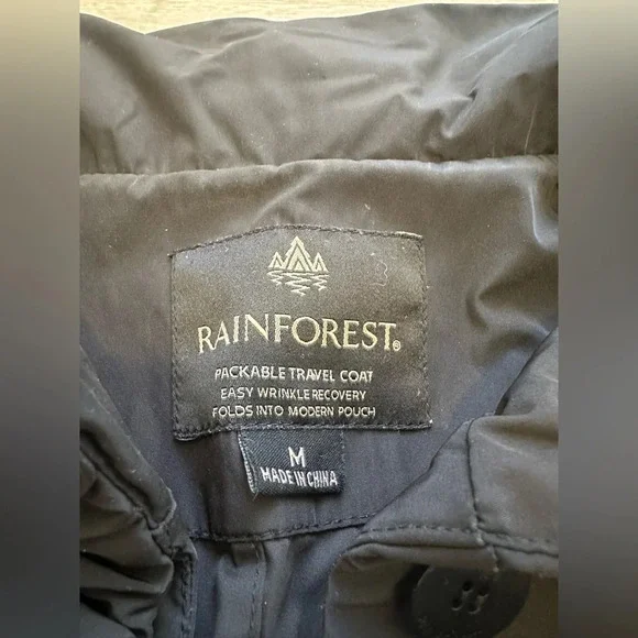 Rainforest Rain Coat Womens Medium Black Polyester Pleated Long Sleeve Hooded - Picture 5 of 13